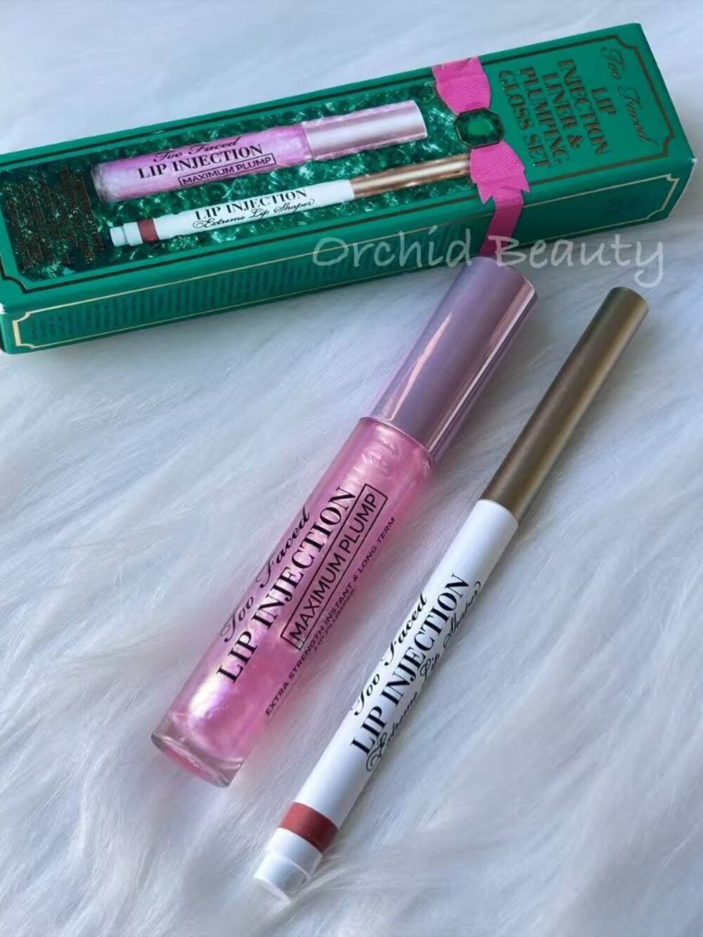 New In Box Too Faced 2-Pc Lip Injection Liner & Plumping Gloss Set~Full Size Set